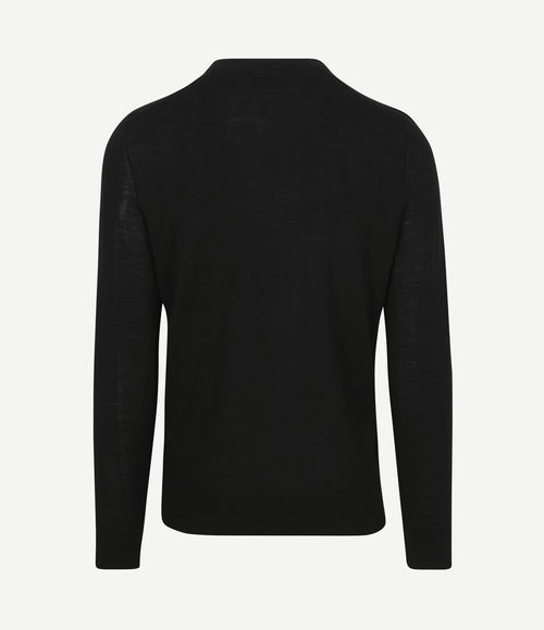 Crew zip merino zwart