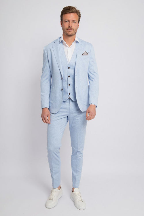 Suitable dace jersey pantalon lichtblauw | Slim-fit