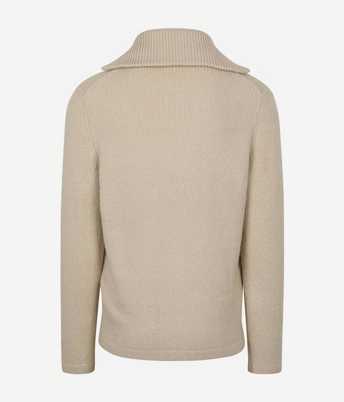 Suitable deep zip pullover boiled wool ecru