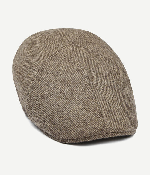 Suitable flat cap wool herringbone beige
