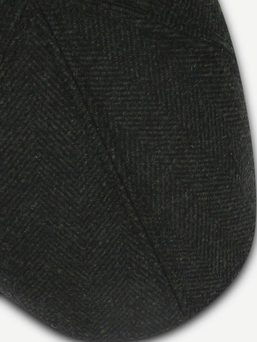 Flat cap wool herringbone donkergroen