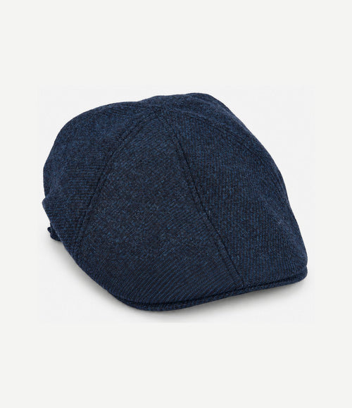 Flat cap wool twill donkerblauw