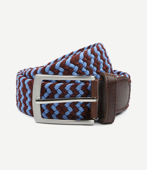 Geweven riem bruin blauw
