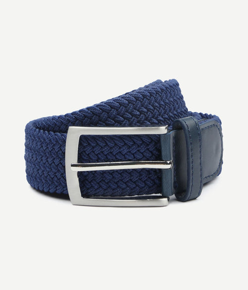 Suitable geweven riem donkerblauw