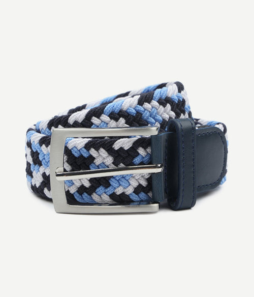 Suitable geweven riem donkerblauw blauw