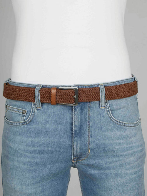 Suitable geweven riem taupe cognac