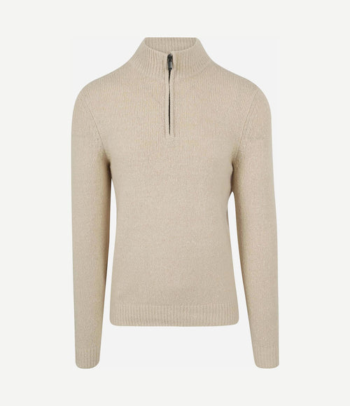 halve rits pullover boiled wool ecru