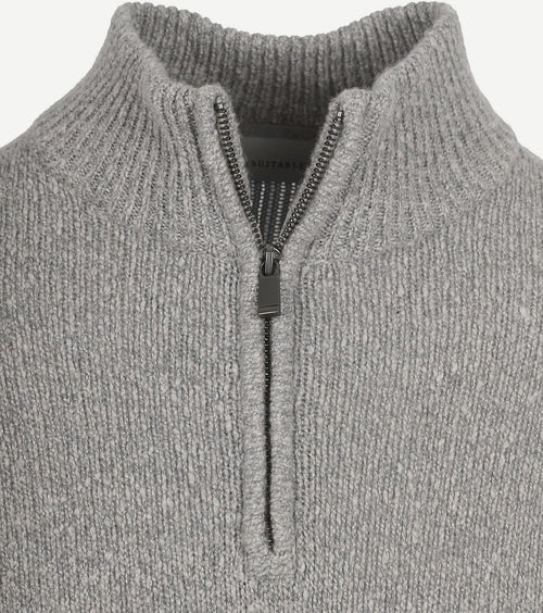 Suitable halve rits pullover boiled wool grijs