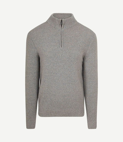 halve rits pullover boiled wool grijs