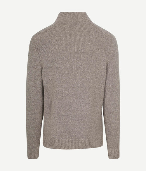 Suitable halve rits pullover boiled wool taupe