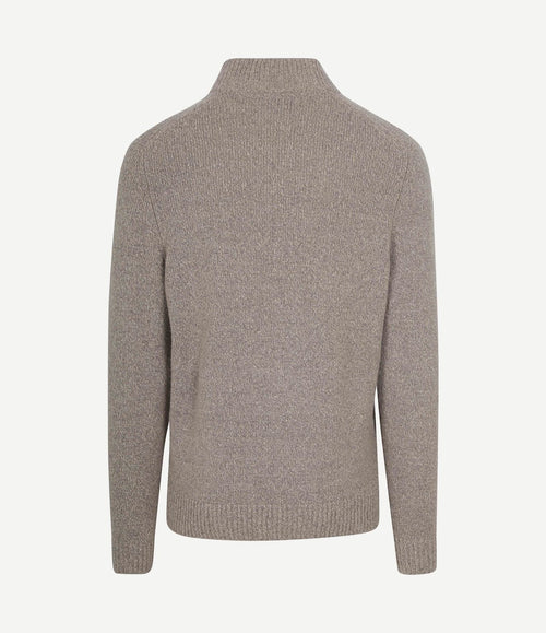 halve rits pullover boiled wool taupe