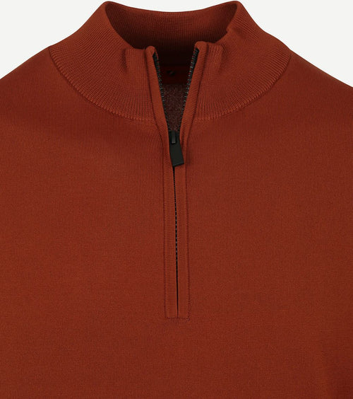 Suitable halve rits trui brique | Slim-fit