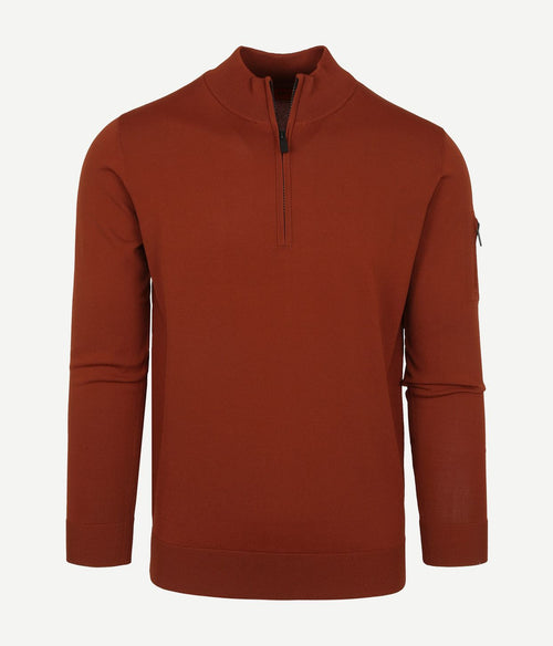 Suitable halve rits trui brique | Slim-fit
