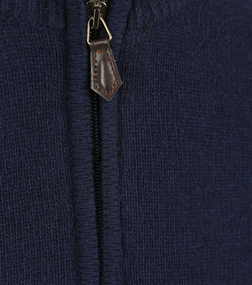 Suitable halve rits trui lamswol donkerblauw