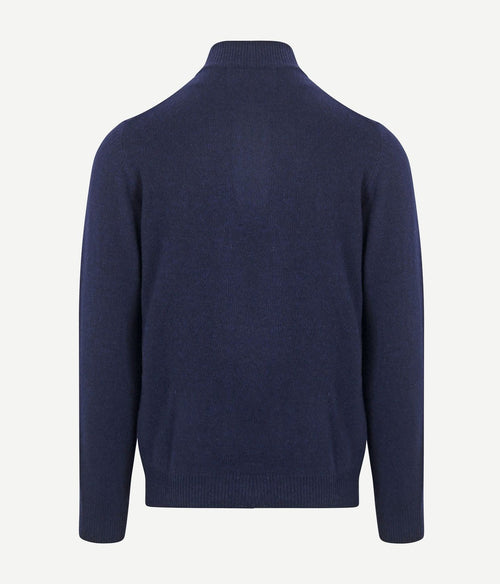 Suitable halve rits trui lamswol donkerblauw