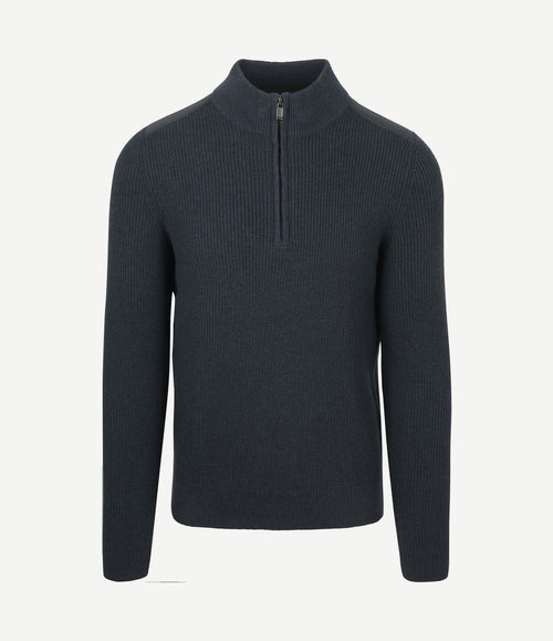 halve rits trui patch donkerblauw