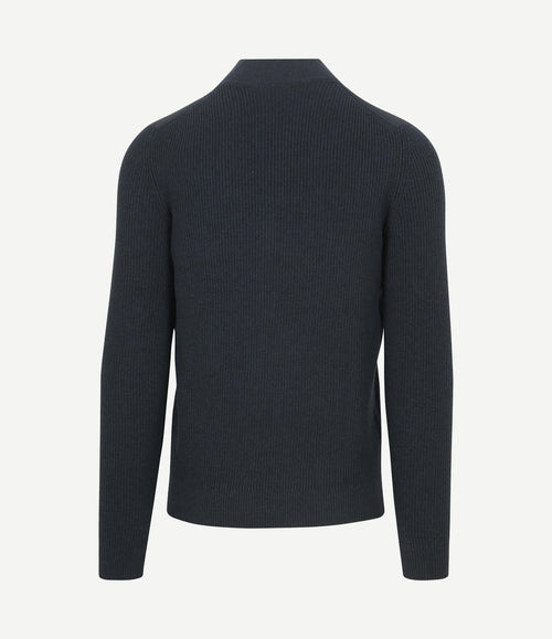 halve rits trui patch donkerblauw