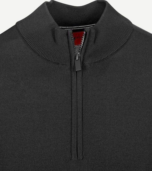 Suitable halve rits trui rafe zwart | Slim-fit