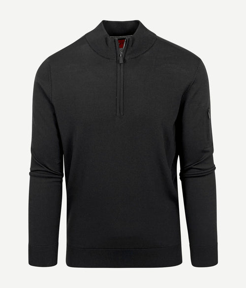 Suitable halve rits trui rafe zwart | Slim-fit