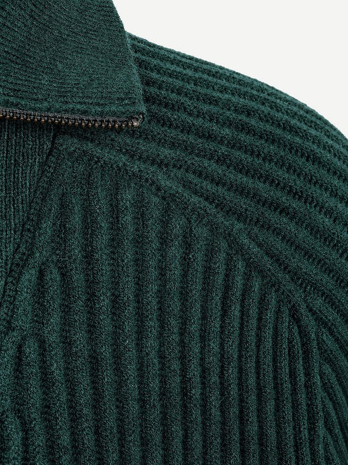 halve rits trui sailor wool blend donkergroen