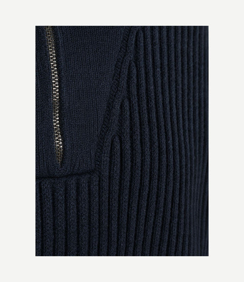 halve rits trui sailor wool blend donkerblauw