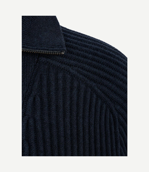 halve rits trui sailor wool blend donkerblauw