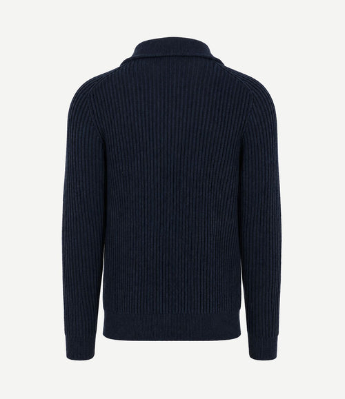 halve rits trui sailor wool blend donkerblauw