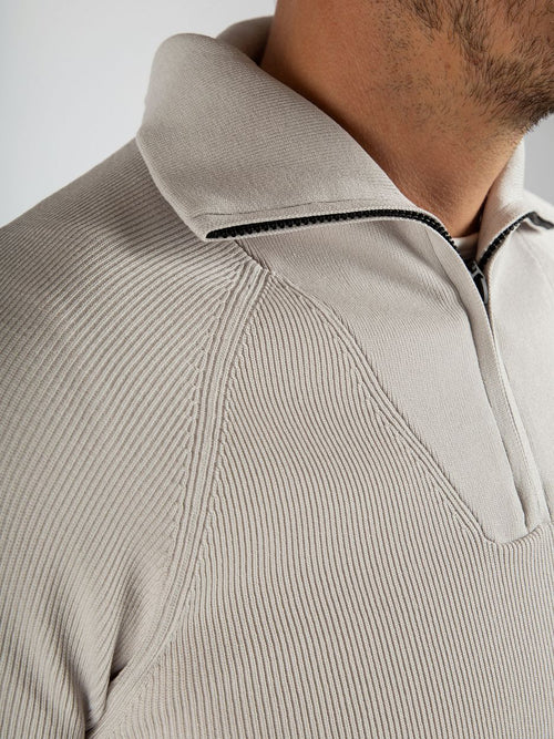 halve rits trui tias cooldry knit greige