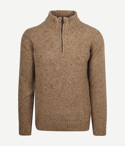 Suitable halve rits trui tweed wol blend beige | Regular-fit