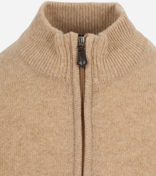 Suitable halve rits trui wol beige