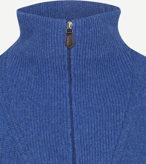 Suitable halve rits trui wol blend blauw