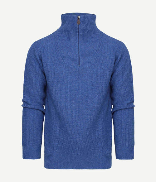 Suitable halve rits trui wol blend blauw