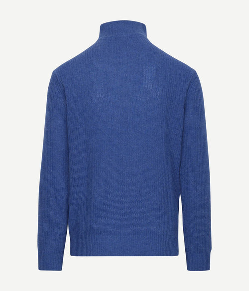 Suitable halve rits trui wol blend blauw