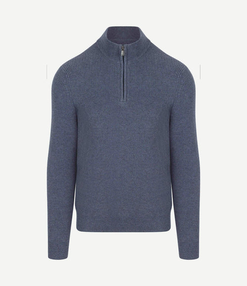halve rits trui wol blend donkerblauw