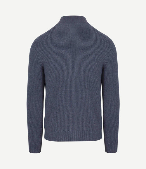 halve rits trui wol blend donkerblauw
