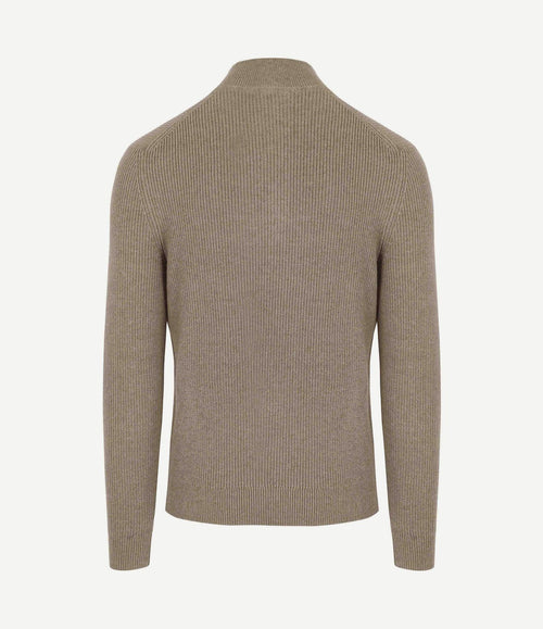 halve rits trui wol blend taupe