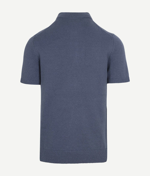 Suitable heavy knitted polo raw denim blauw