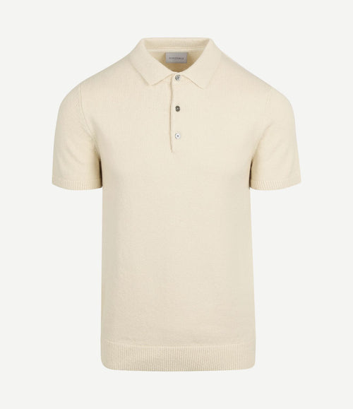 Heavy knitted polo raw ecru