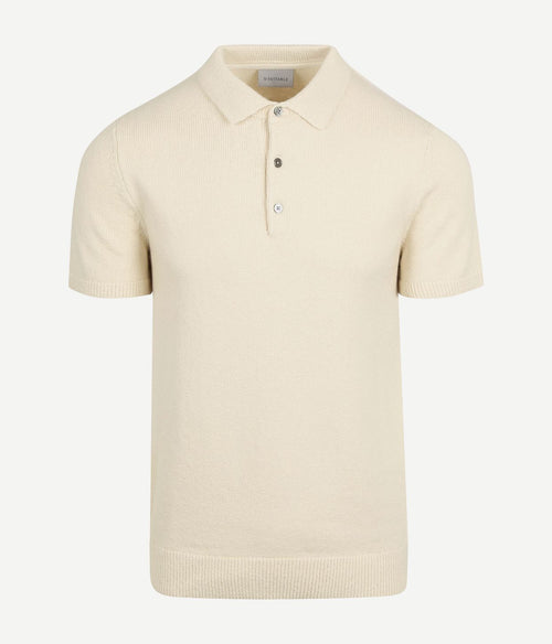 Heavy knitted polo raw ecru