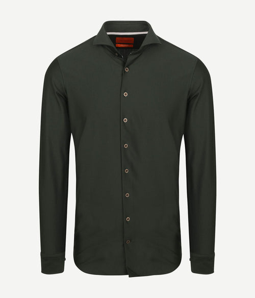 Suitable herringbone overhemd donkergroen | Slim-fit