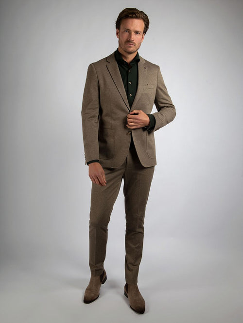 Suitable herringbone overhemd donkergroen | Slim-fit