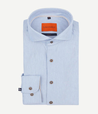 Suitable herringbone overhemd lichtblauw