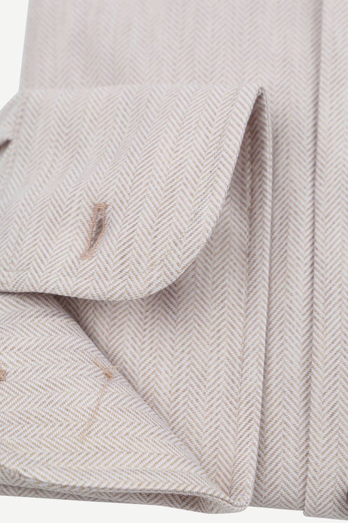 Suitable herringbone overhemd sand