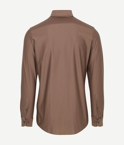 Suitable herringbone overhemd taupe | Slim-fit