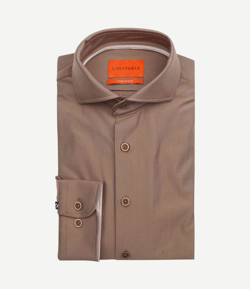 Herringbone overhemd taupe