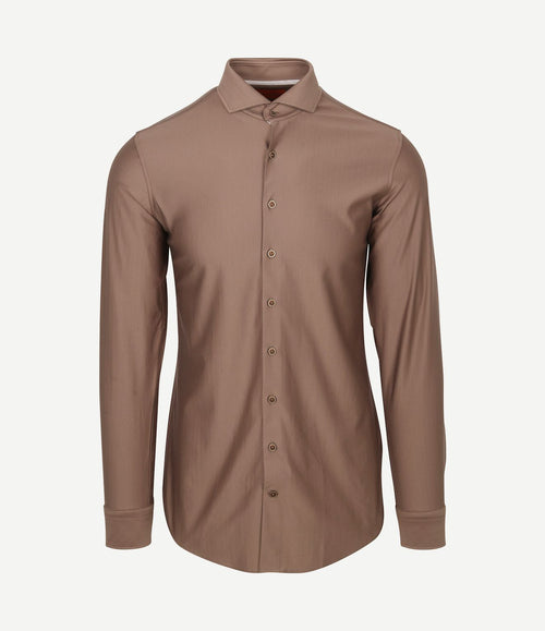 Herringbone overhemd taupe