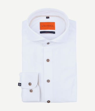 Suitable herringbone overhemd wit