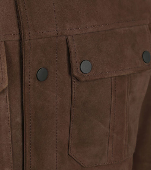 Suitable jacket suede bruin | Regular-fit