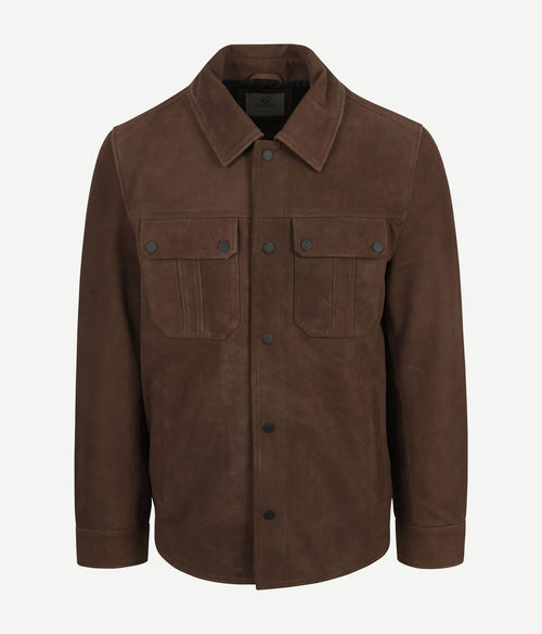 Suitable jacket suede bruin | Regular-fit