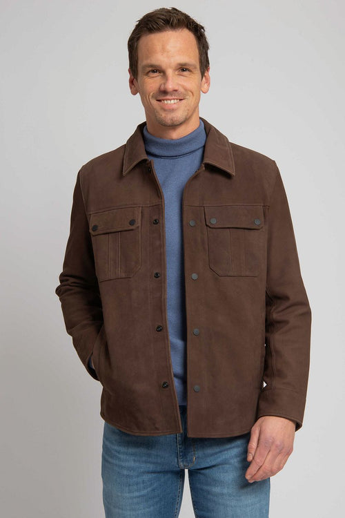 Suitable jacket suede bruin | Regular-fit